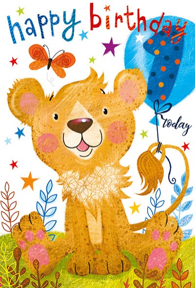 Birthday Card - Age 1 Lion Cub