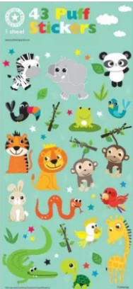 Stickers Puffy Jungle Animals_Grandpas Toys Geraldine
