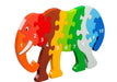 Colorful elephant-shaped puzzle with numbers on a white background