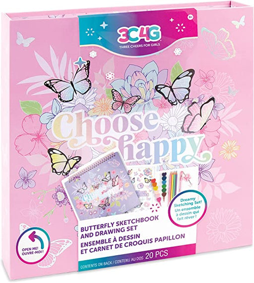 3C4G Choose Happy Butterfly Sketchbook & Drawing Set_Grandpas Toys Geraldine