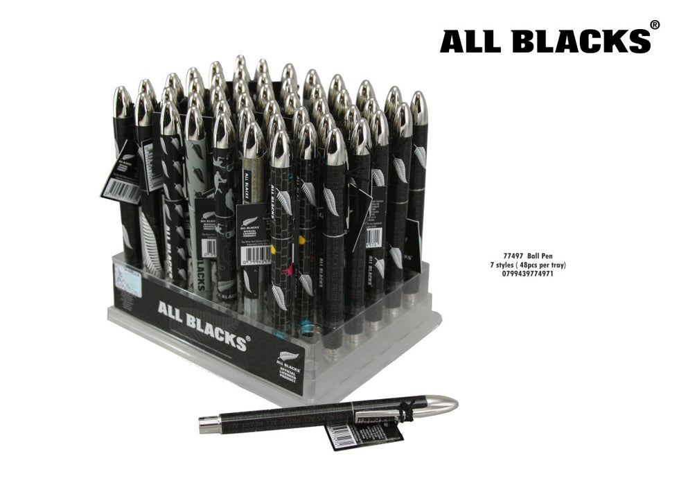 Display of 'All Blacks' branded pens with a single pen in front on a white background.