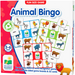 Animal Bingo game box with colorful illustrations of animals and game boards on a red background.