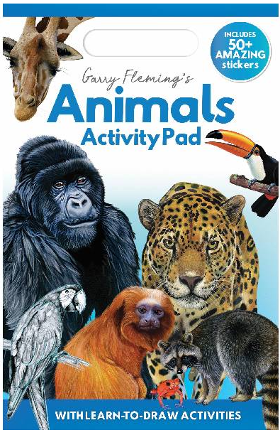 Children's activity pad with illustrations of various animals and a sticker sheet on the cover.