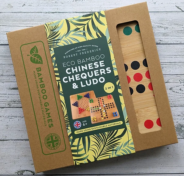 Chinese Chequers & Ludo 2 in 1 Bamboo Game Set