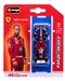 F1 driver figure and car model in packaging with Bburago branding