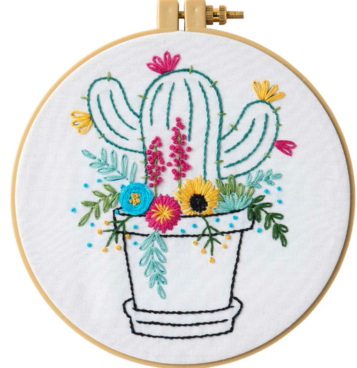 Bucilla Stamped Embroidery Kit - Cactus Bloom