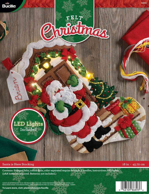 Bucilla Stocking Kit - Santa is Here (with LED Lights)