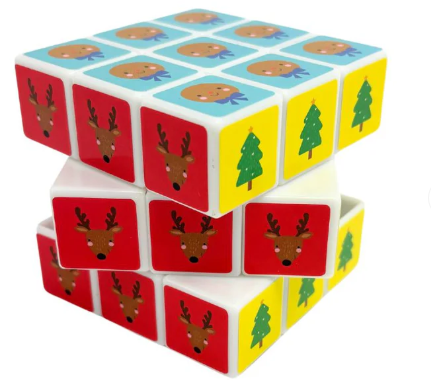 Stack of colorful children's blocks with animal and nature-themed designs on a white background