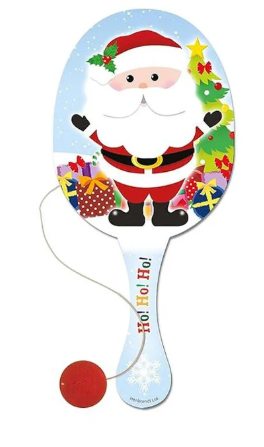 Santa Claus fan with colorful design on a white background