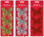 Three packages of Christmas butterfly clips on red backgrounds with butterfly illustrations.