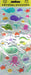 Pack of crystal stickers with sea-themed designs on a dark surface next to a keyboard.