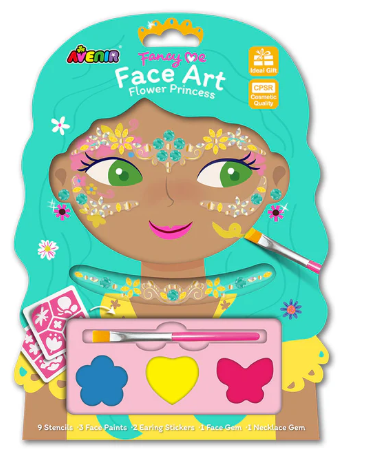 Avenner Face Art Kit for Flower Princess with face painting palette and brush on a white background