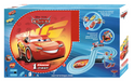 Carrera First Disney Pixar Cars toy race track set packaging with Lightning McQueen on a blue background.