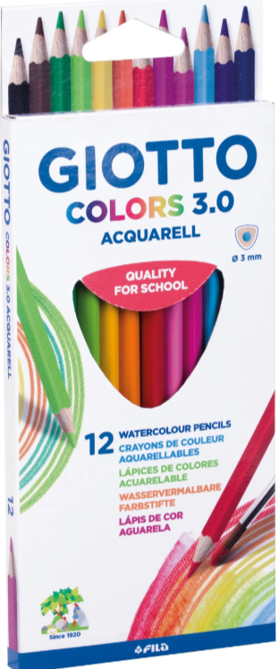 Giotto Colours 3.0 Watercolour Pencils (12) - Triangular