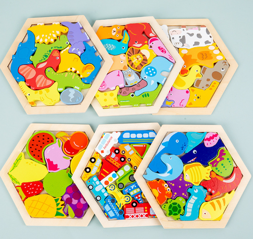 Wooden Hexagon Puzzle - Assortment