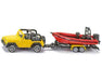 Siku 1658 Yellow Jeep W Boat - Grandpas Toys Geraldine 