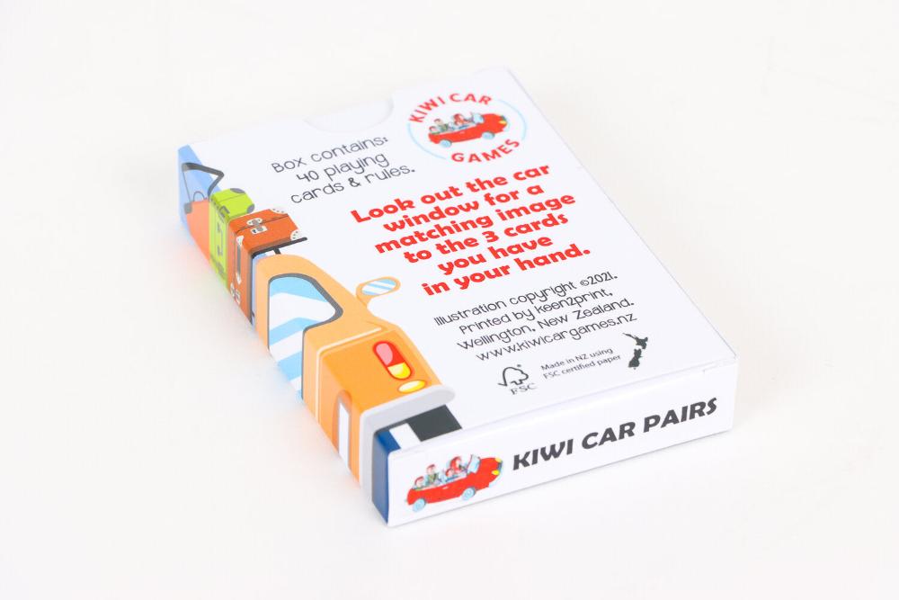 Kiwi Car Pairs. A card game designed and tested by Kiwi Kids for Kiwi Kids