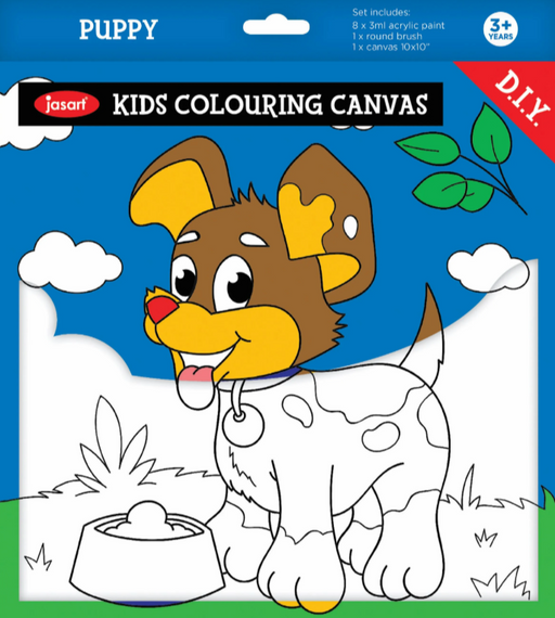 Jasart Colouring Canvas Panels - Puppy