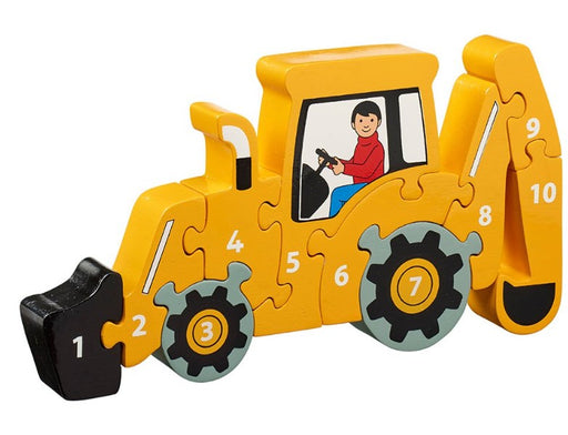 Lanka Kade Wooden Yellow Digger Number Puzzle_Grandpas Toys Geraldine