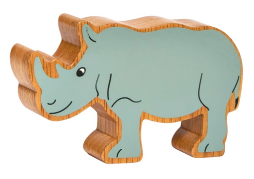 wooden rhino painted grey