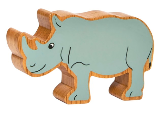 wooden rhino painted grey