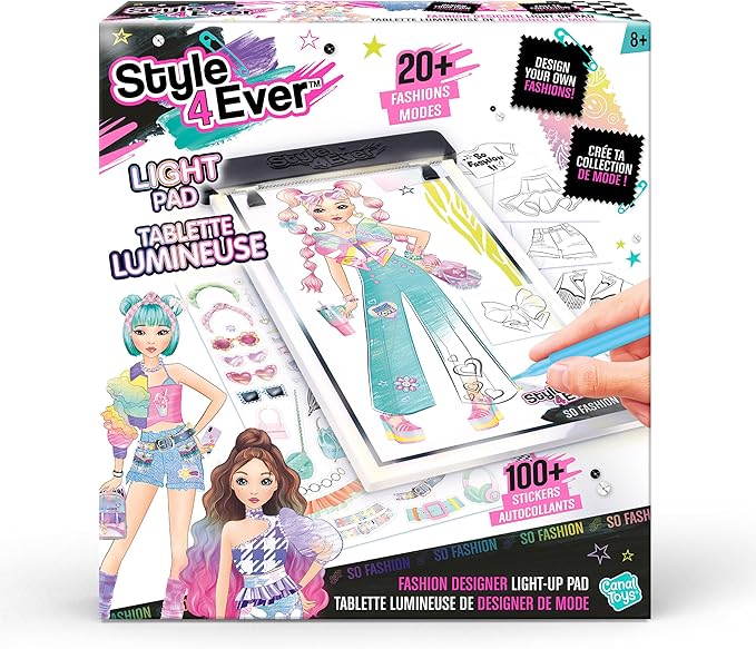 Style 4 Ever Light Pad packaging with fashion design illustrations and text on a white background