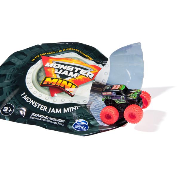 Monster Jam mini truck in packaging on a white background