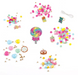 Assorted colorful beads and charms on a white background