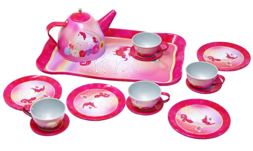 Pink Poppy Unicorn Butterfly 14pc Tin Tea Set_Grandpas Toys Geraldine
