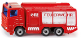 Red toy fire truck with 'Feuerwehr' text on a white background