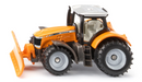 Toy tractor with orange and gray color scheme on a white background