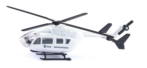 Model helicopter with ESA logo on a white background