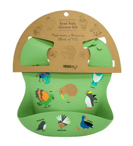 Moana Rd Kiwi Kids Silicone Bib - Birds of NZ