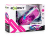 Exost toy car packaging with pink and purple design on a white background