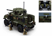 Toy military vehicle with figures and additional views on a white background
