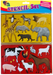 Packaged stencil set with animal designs on a yellow and red background