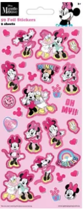 Minnie Mouse foil stickers with pink background