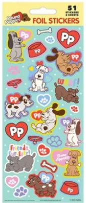 Sheet of foil stickers themed puppies