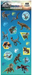 Pack of Jurassic World stickers with various dinosaur illustrations on a blue background