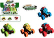 Dinosaur-themed toy cars with packaging on a white background