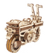 Wooden motorcycle model kit on a white background