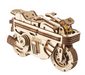 Wooden motorcycle model puzzle on a white background