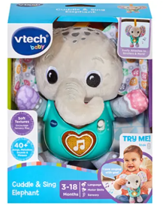 Vtech Cuddle & Sing Elephant toy in packaging