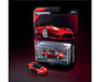 Red die-cast car model in packaging with Majorette branding on a dark background