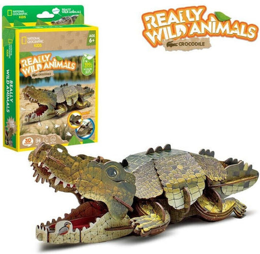 wooden 3d puzzle of a crocodile by National Geographic Cubic Fun