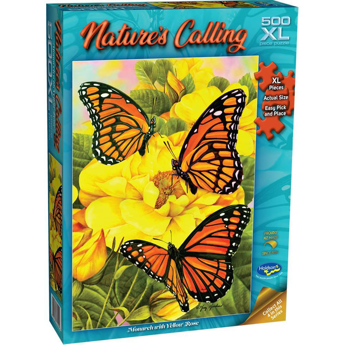 Natures Calling - Monarch with Yellow Rose Puzzle (500XL pc)