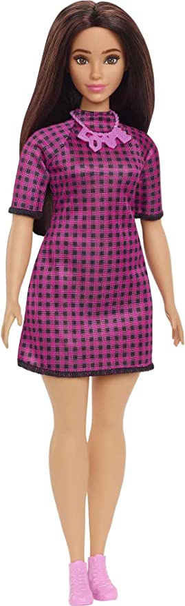 Barbie Fashionistas Doll - Pink & Black Chequered Dress (188)_Grandpas Toys Geraldine