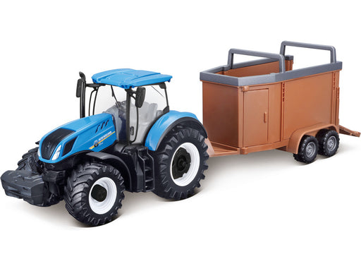 Bburago New Holland Tractor T7.315 with Livestock Forwarder Trailer_Grandpas Toys Geraldine