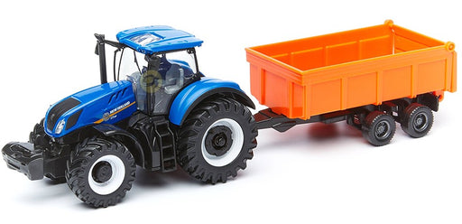 Bburago New Holland Tractor T7.315 with Orange Tipping Trailer_Grandpas toys Geraldine