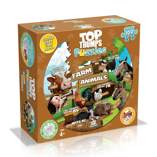 Top Trumps Farm Animals Giant Double Sided Puzzle (100pc)_Grandpas Toys Geraldine